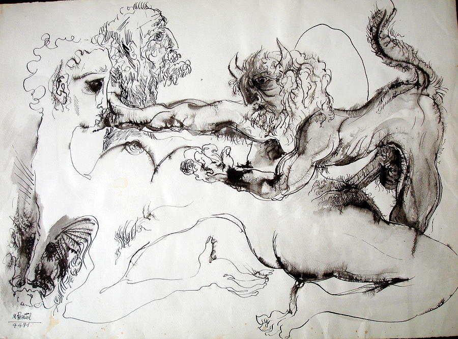 Erotic Drawing - The Dream by Moshe Rosental Erotic Drawing - The Dream by Moshe Rosental