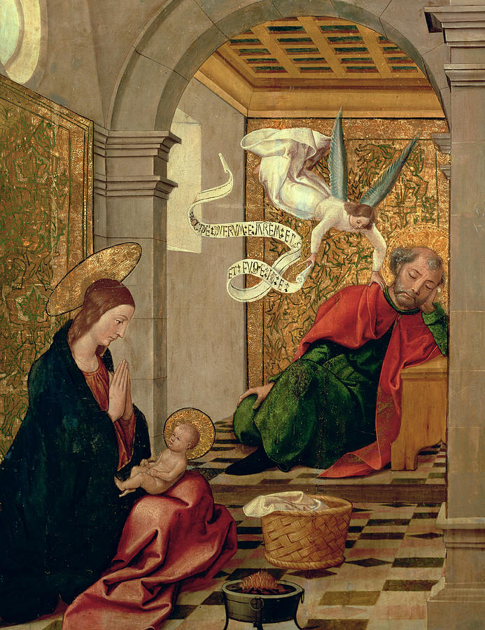 Madonna Painting - The Dream of Saint Joseph by Juan de Borgona