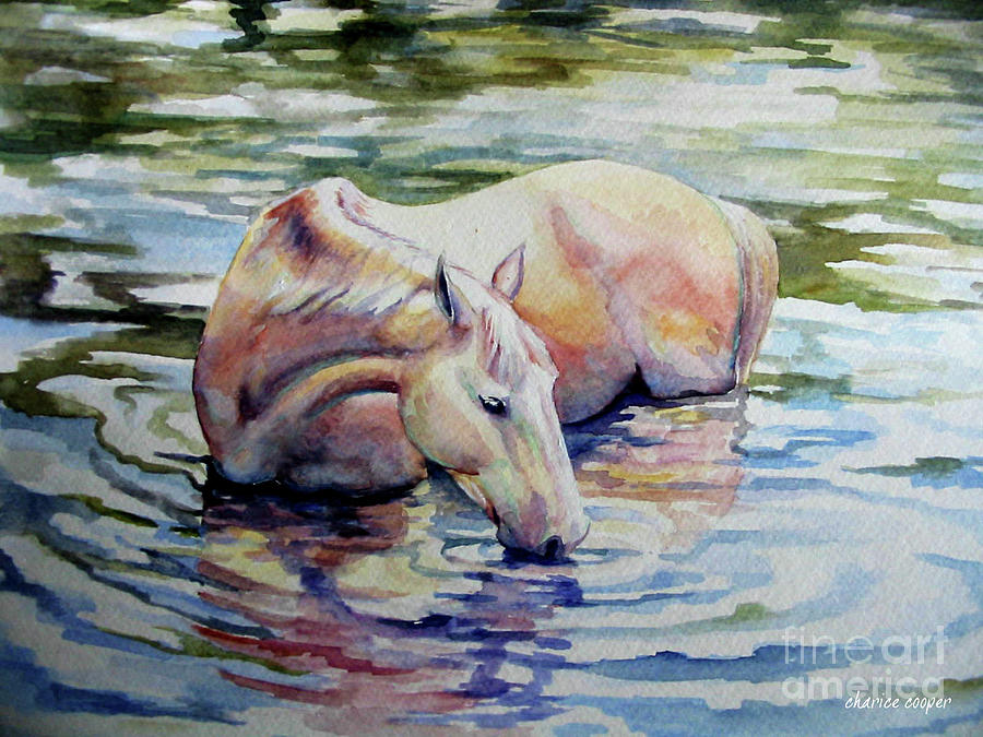 Horse Painting - The Drink by Charice Cooper
