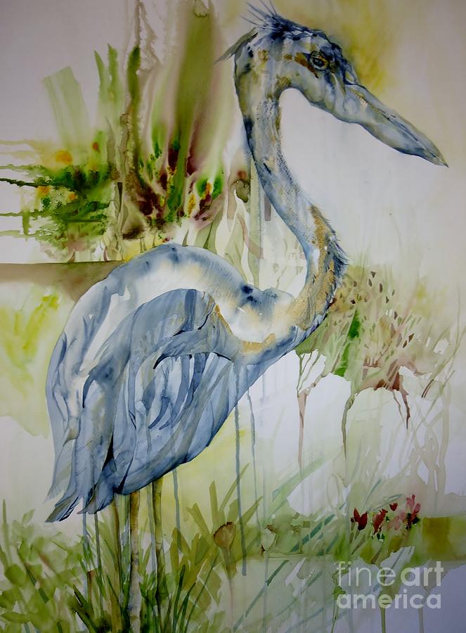 The Dripping Heron Painting by Donna Acheson-Juillet