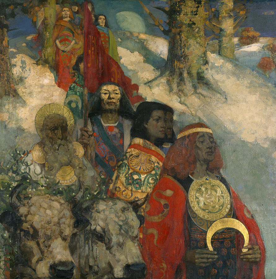 Druid Painting - The Druids - Bringing In The Mistletoe by George and Hornel, Edward A. Henry