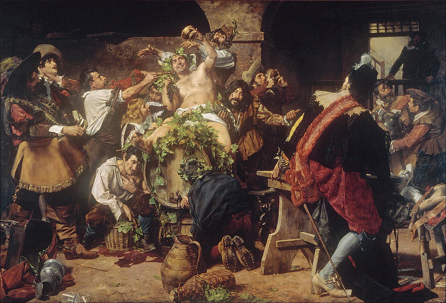 The Drunkards. Bacchanal Painting by Antonio Fabres