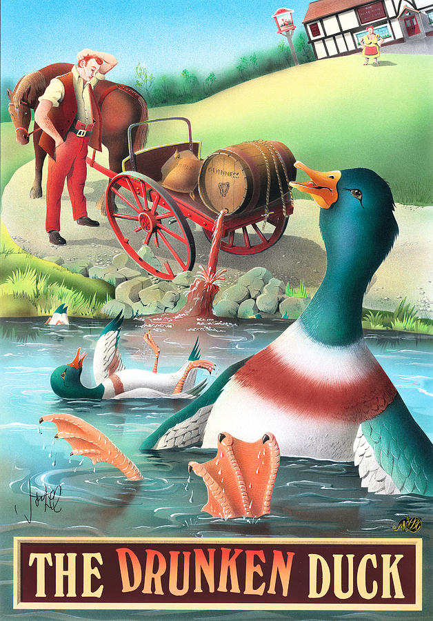 The Drunken Duck Painting by MGL Meiklejohn Graphics Licensing