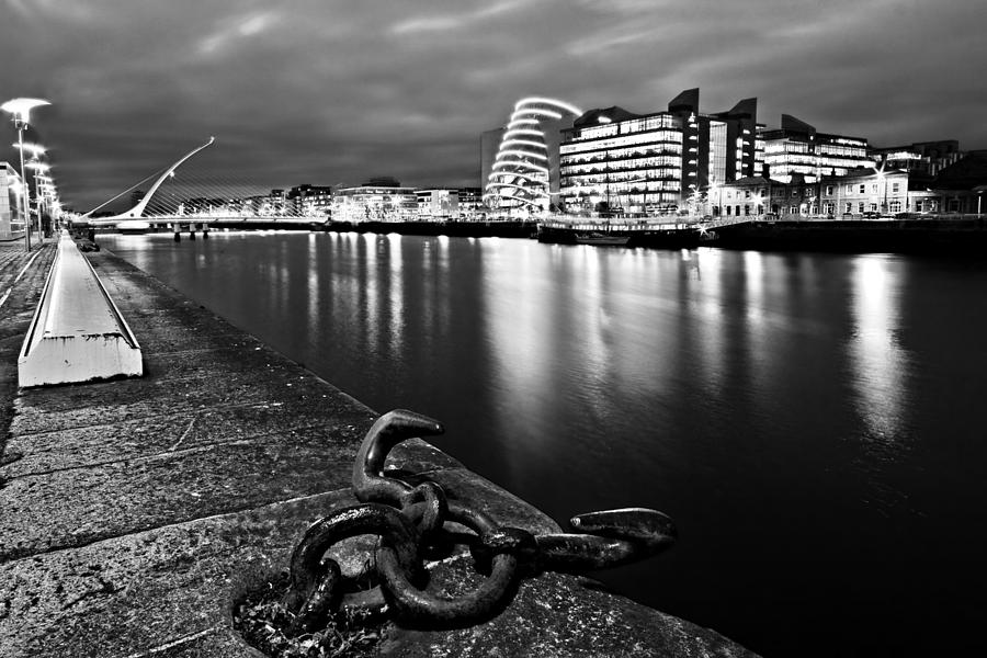 Black And White Photograph - The Dublin Docklands at Night / Dublin by Barry O Carroll