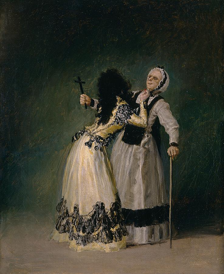 Francisco Goya Painting - The Duchess of Alba and her Duenna by Francisco Goya