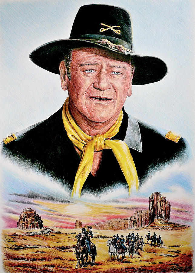 John Wayne Drawing - The Duke U.S.Cavalry by Andrew Read