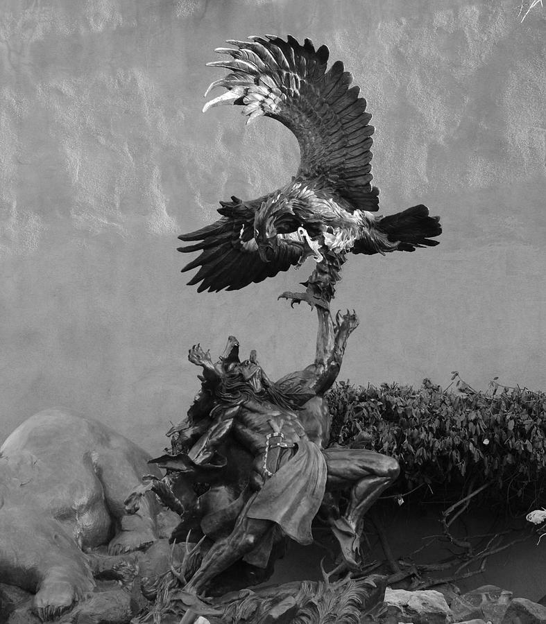 The Eagle And The Indian In Black And White Photograph by Rob Hans