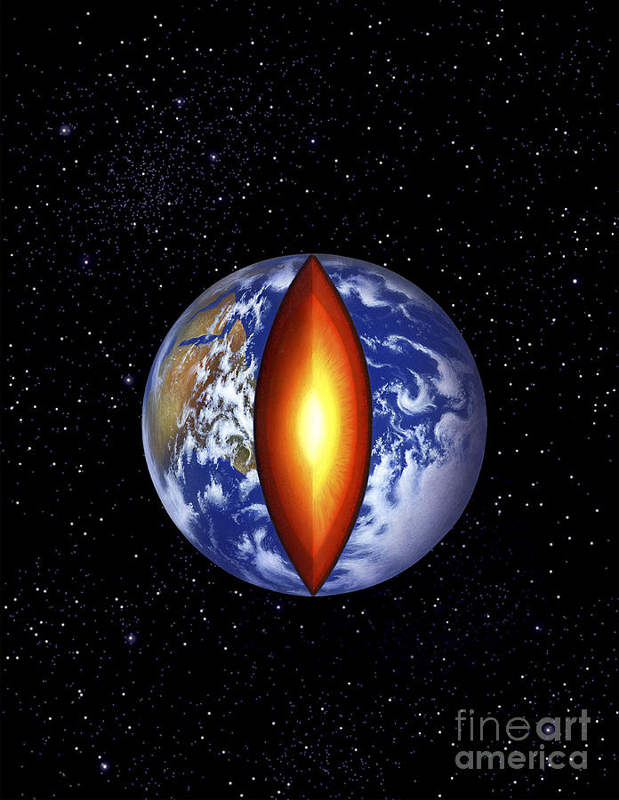 The Earth With The Center Cutaway Digital Art by Jerry LoFaro