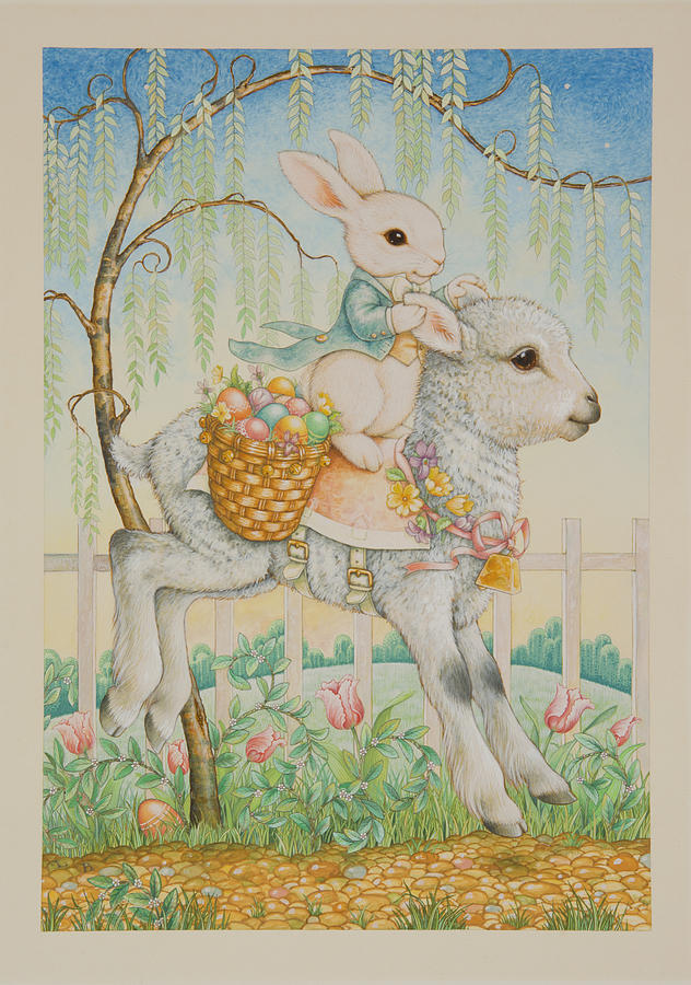 The Easter Bunny is Coming to Town Painting by Lynn Bywaters