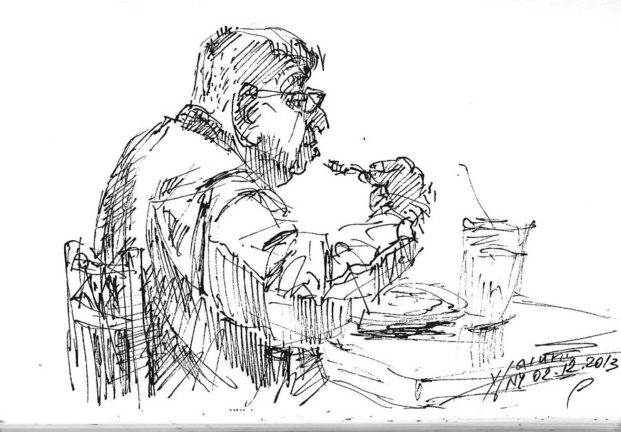 Tim Hortons Drawing - The Eater by Ylli Haruni