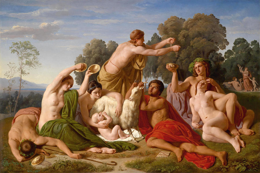 The Education of Jupiter on Mount Ida in Crete Painting by Hermann Steinfurth