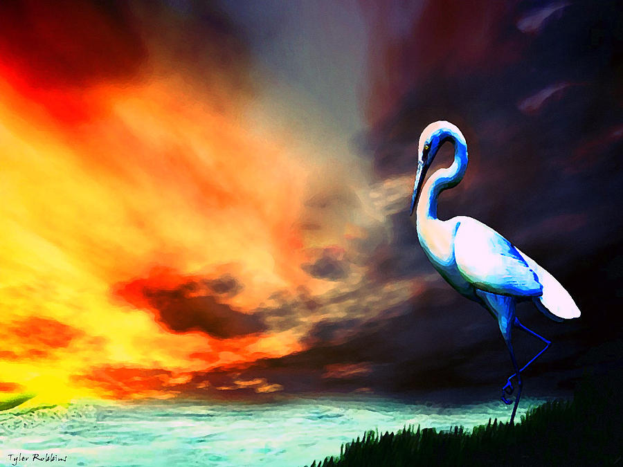 The Egrets Sunset Painting by Tyler Robbins
