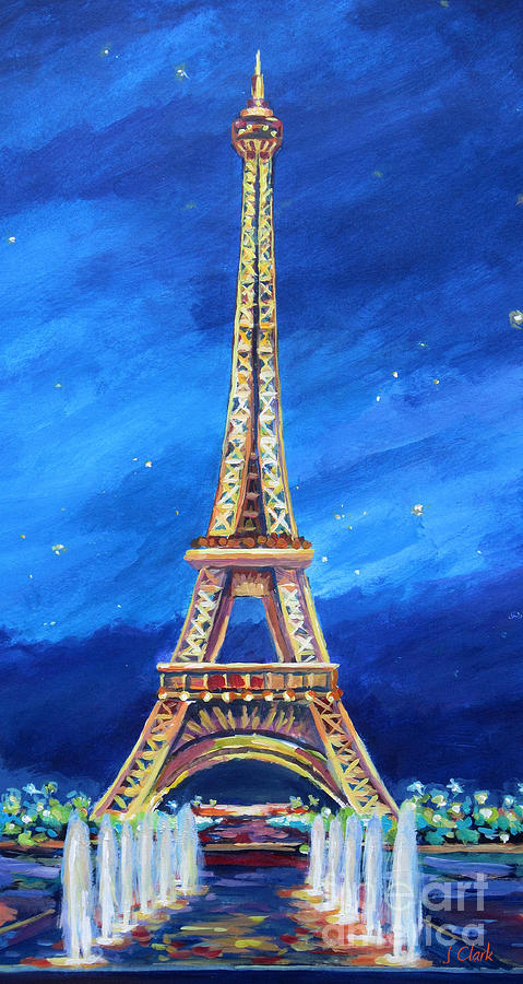 The Eiffel Tower At Night Painting by John Clark