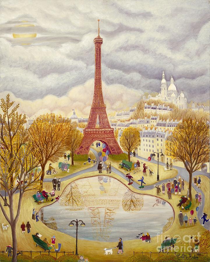 Paris Painting - The Eiffel Tower in Autumn by Colette Raker