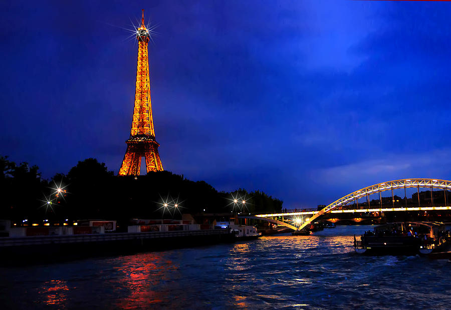 The Eiffel Tower on the Seine at the Blue Hour Photograph by Mitchell R Grosky