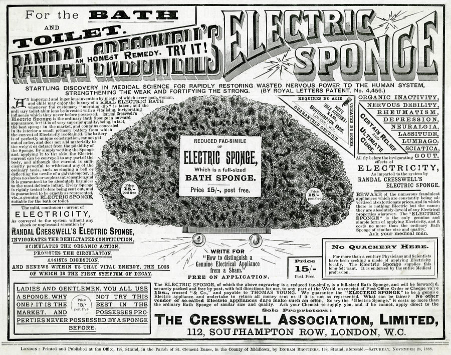 Cresswell Drawing - The Electric Bath Sponge Date by Illustrated London News Ltd/Mar Cresswell Drawing - The Electric Bath Sponge Date by Illustrated London News Ltd/Mar