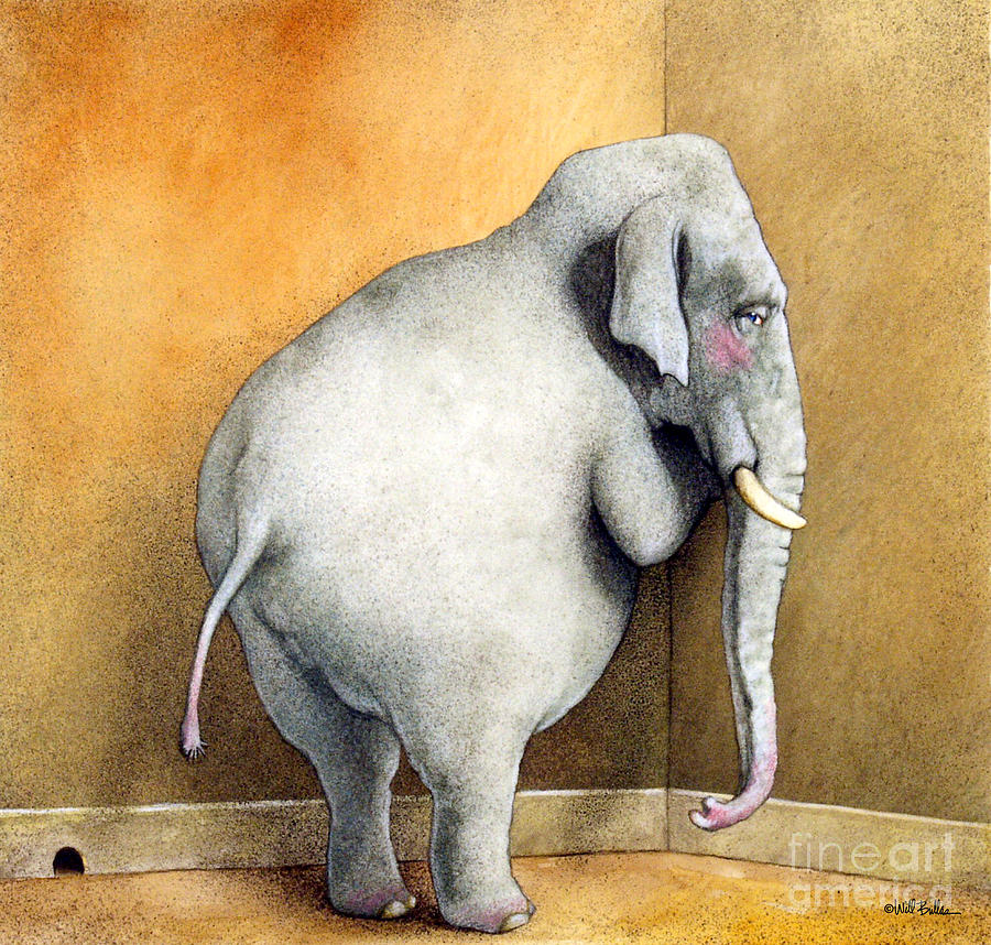 The Elephant in the Corner... Painting by Will Bullas