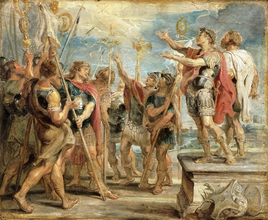 The Emblem of Christ Appearing to Constantine Painting by Peter Paul Rubens