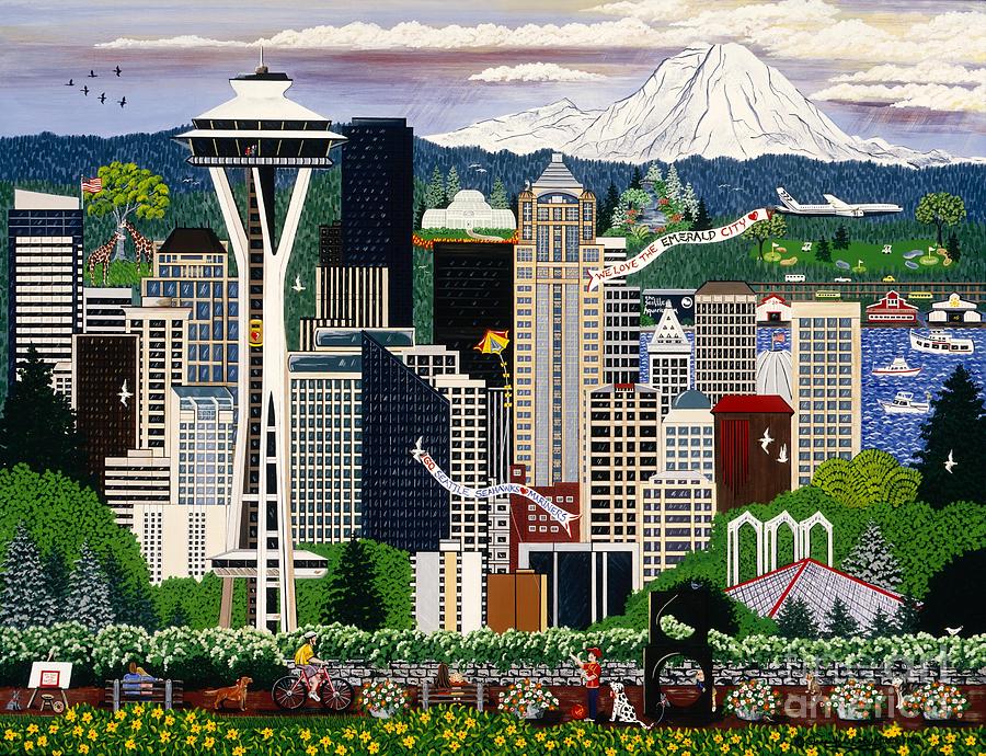 The Emerald City Seattle Painting by Jennifer Lake