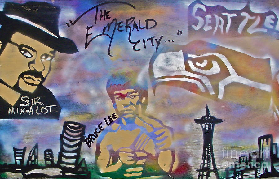 Jimi Hendrix Painting - The Emerald City Seattle by Tony B Conscious