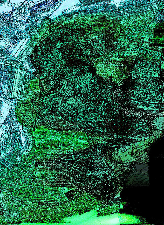 Abstract Mixed Media - The Emerald Cliff by Lenore Senior