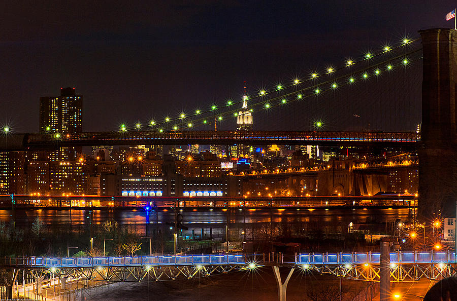 The Empire State Building Framed by the Brooklyn Bridge Photograph by Mitchell R Grosky