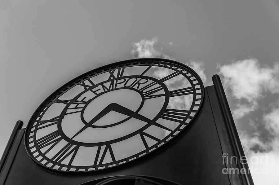 Clock Photograph - The Emporium Clock Mono by Steve Purnell