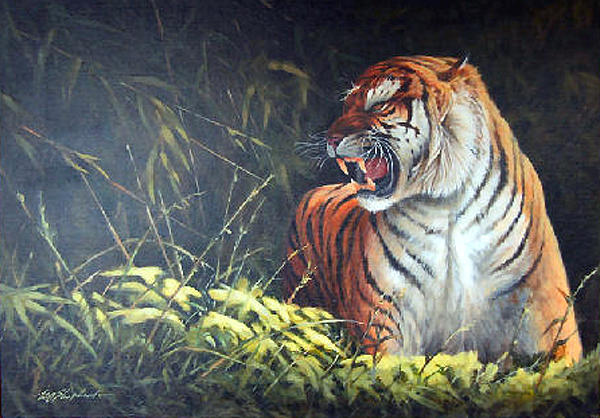 Wildlife Painting - The encounter by Eric Shepherd