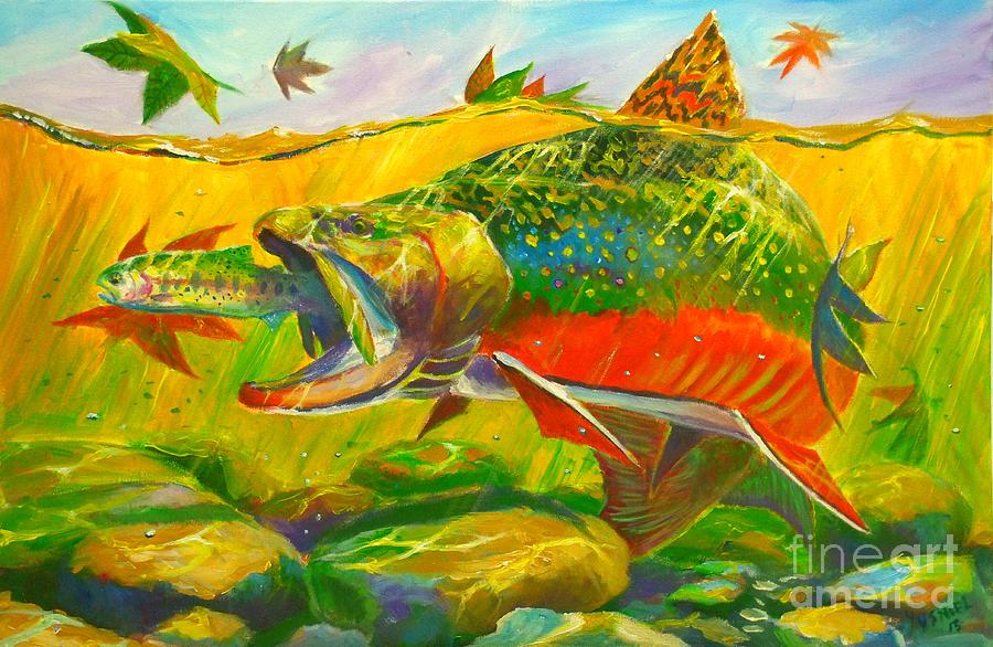 Trout Painting - The end of the rainbow  by Yusniel Santos