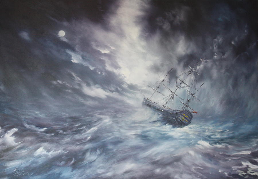 The Endeavour on Stormy Seas Painting by Jean Walker