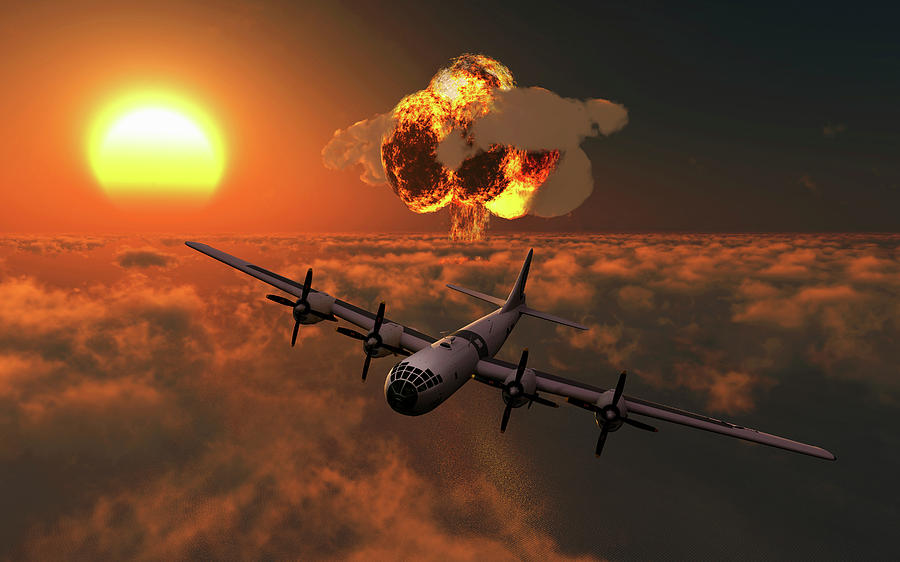 Sunset Photograph - The Enola Gay B-29 Superfortres Nuclear by Mark Stevenson