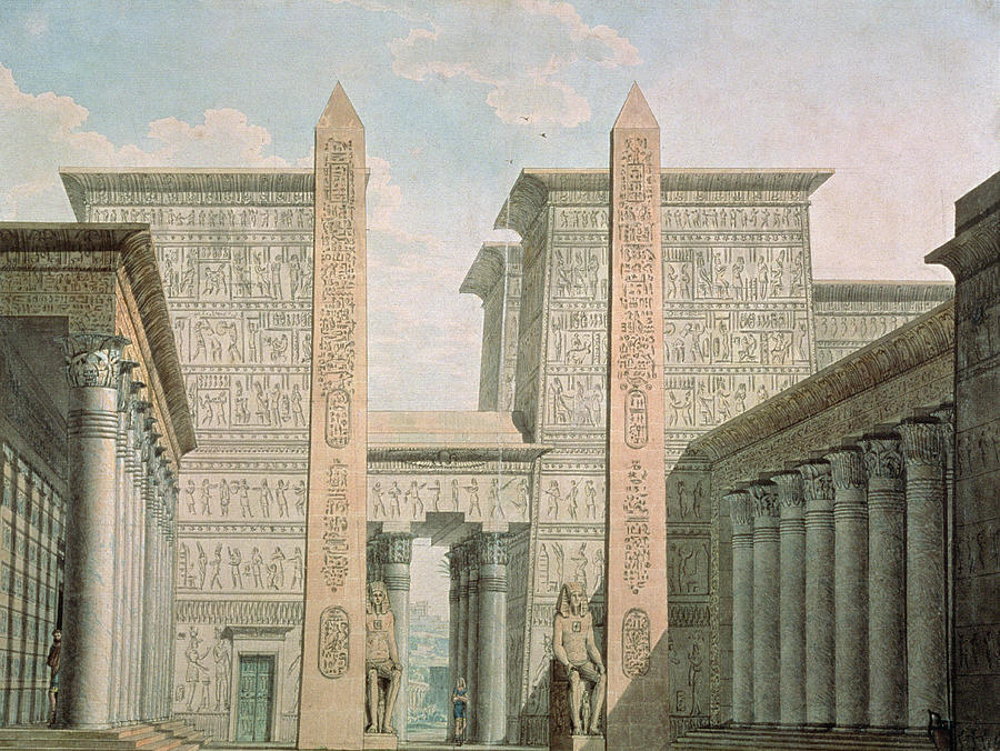 Egyptian Photograph - The Entrance To The Temple, Act I Scene IIi, Set Design For The Magic Flute By Wolfgang Amadeus by German School