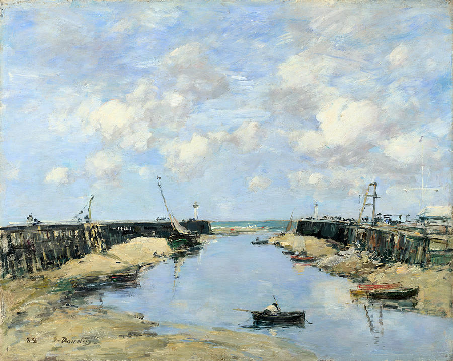 The Entrance to Trouville Harbour Painting by Eugene Boudin