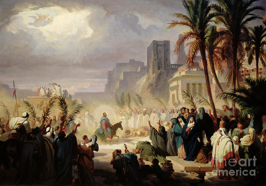The Entry of Christ into Jerusalem Painting by Louis Felix Leullier