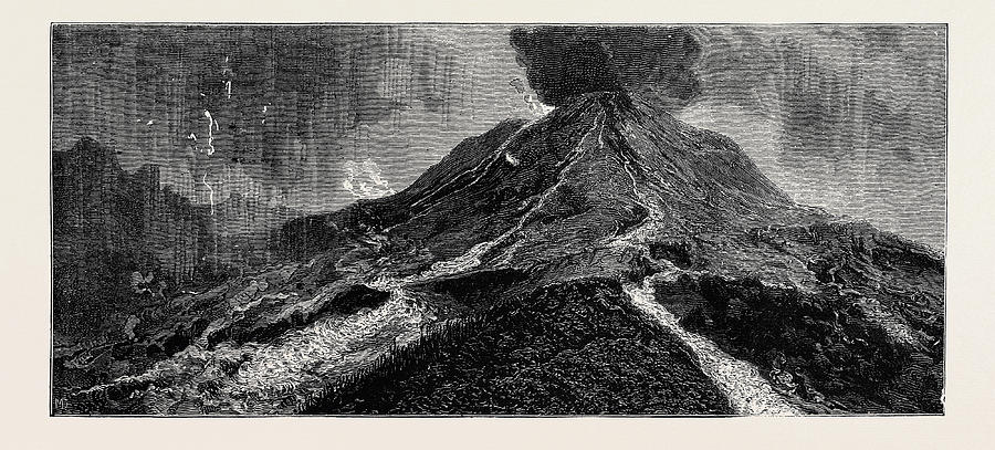 The Eruption Of Mount Vesuvius Sketch From The Top Drawing By English School Pixels 9742