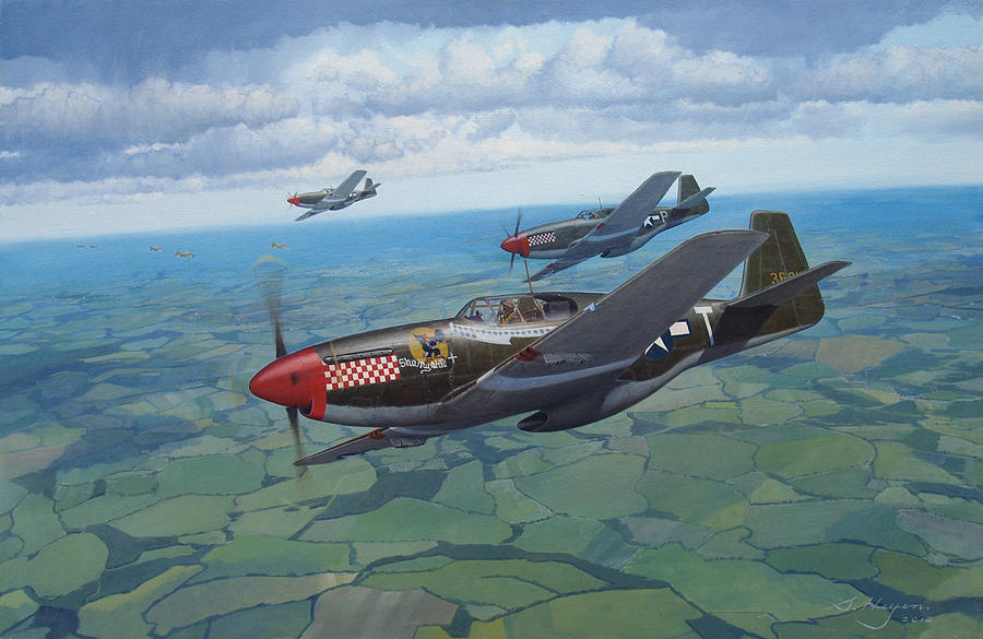 P-51 Painting - The Escorts by Steven Heyen