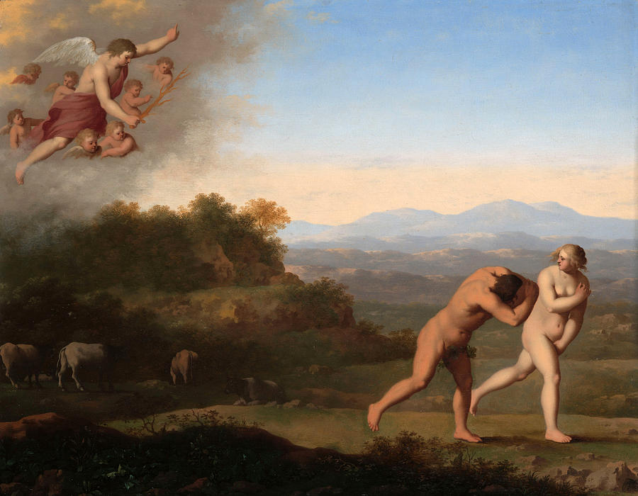 The expulsion from Paradise Painting by Cornelis van Poelenburgh