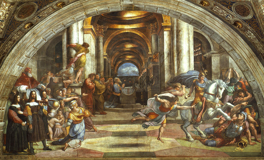 Raffaello Sanzio Da Urbino Painting - The Expulsion of Heliodorus from the Temple by Raphael