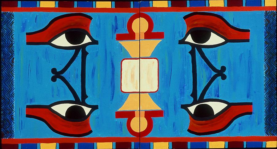 Egyptian Painting - The Eyes of Heru by Karen Buford