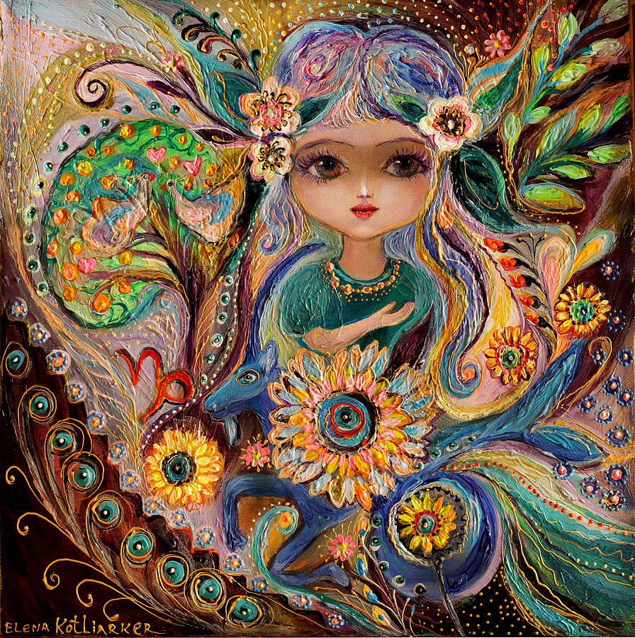The Fairies of Zodiac series - Capricorn Painting by Elena Kotliarker
