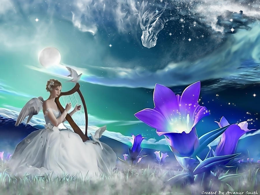 Dragon Digital Art - The Fairy of the Flowers in the Year of the Dragon by Arcanico Luca Smith Acquaviva