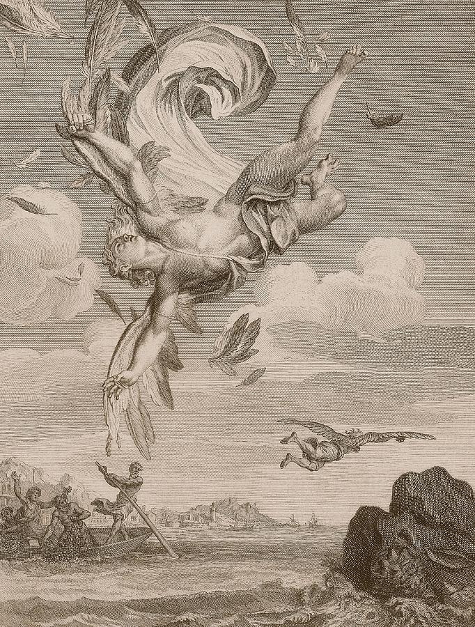 The Fall Of Icarus, 1731 Drawing by Bernard Picart