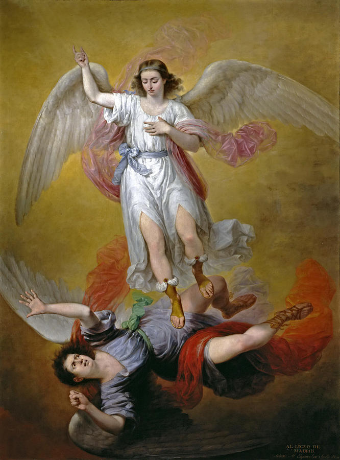 The Fall of Lucifer Painting by Antonio Maria Esquivel