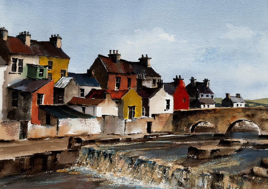 Val Byrne Painting - The Falls at Ennistymom Clare by Val Byrne