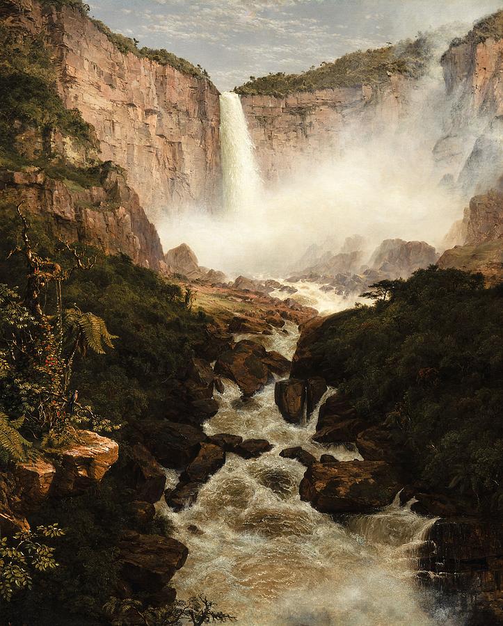The Falls Of The Tequendama Near Bogota, New Granada Painting by Frederic Edwin Church