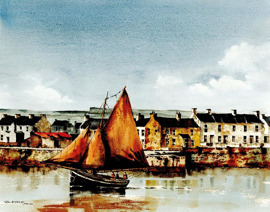 The Famaire Hooker  off Aran Painting by Val Byrne