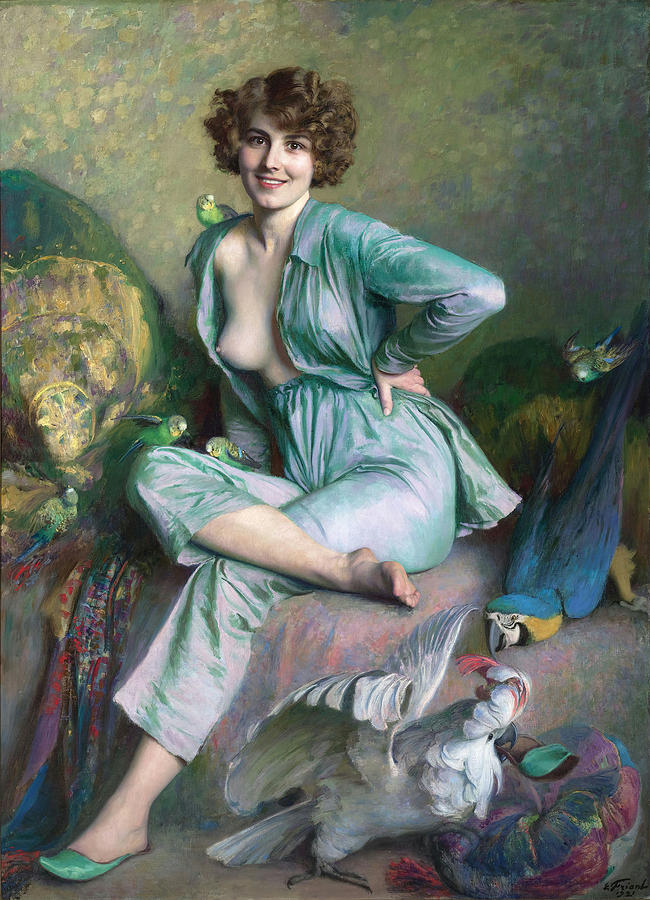 Parrot Painting - The Familiar Birds by Emile Friant