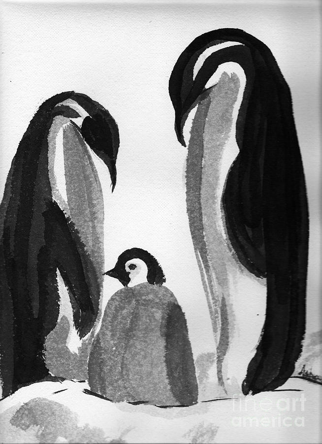 Happy Feet -the Family Of Penguins Painting