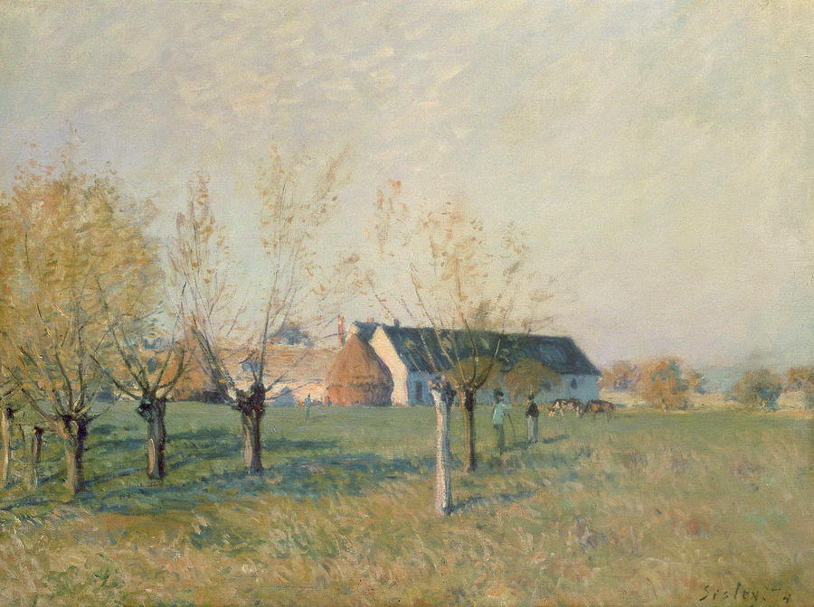 Impressionism Painting - The Farm by Alfred Sisley