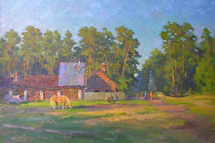 The farm at evening Painting by Alexandrovsky Alexander - Fine Art America